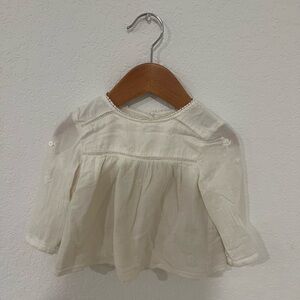 Zara - Linen Top with Embroidered Flowers